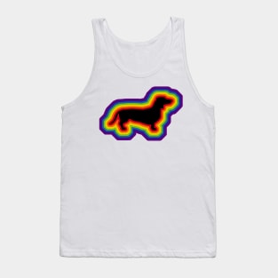 LGBTQ+ rainbow dachshund dog silhouette Tank Top